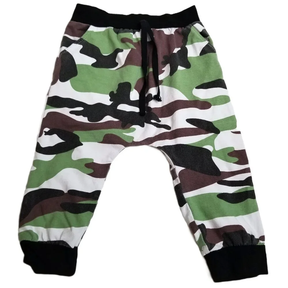 Baby Camo Jogger Pants Military Print Elastic Waist Unisex Size 6–12 Months